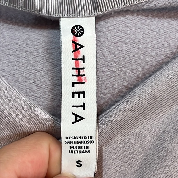 Athleta Purana Wrap Sweatshirt S Hooded Lilac Oversized Relaxed Lagenlook Cozy - Picture 9 of 10